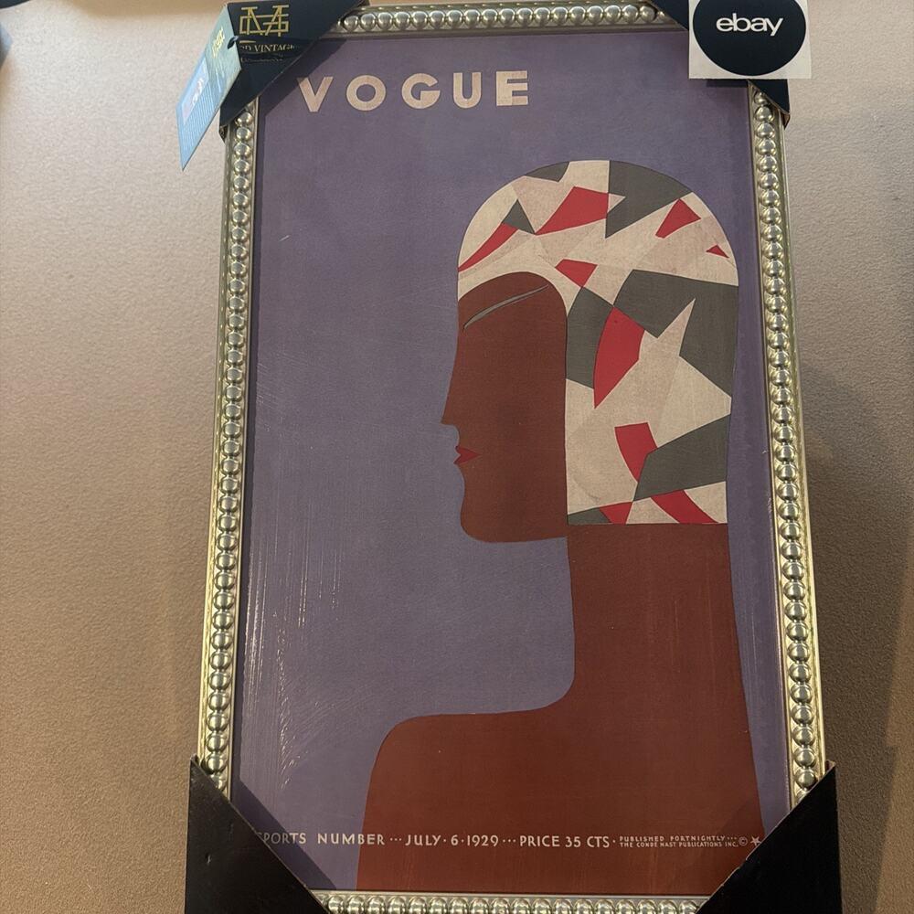 New Vintage Theme Vogue Magazine Covers Framed Artwork 15x24